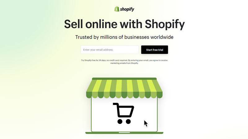 Shopify free trial sign-up page interface for Melbourne businesses