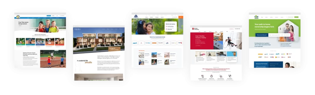 Professional web design examples showcasing corporate websites and e-commerce solutions for Australian businesses